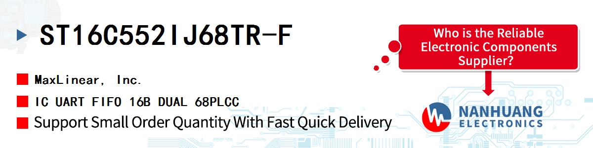 ST16C552IJ68TR-F Maxlinear IC UART FIFO 16B DUAL 68PLCC