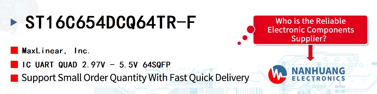 ST16C654DCQ64TR-F Maxlinear IC UART QUAD 2.97V - 5.5V 64SQFP